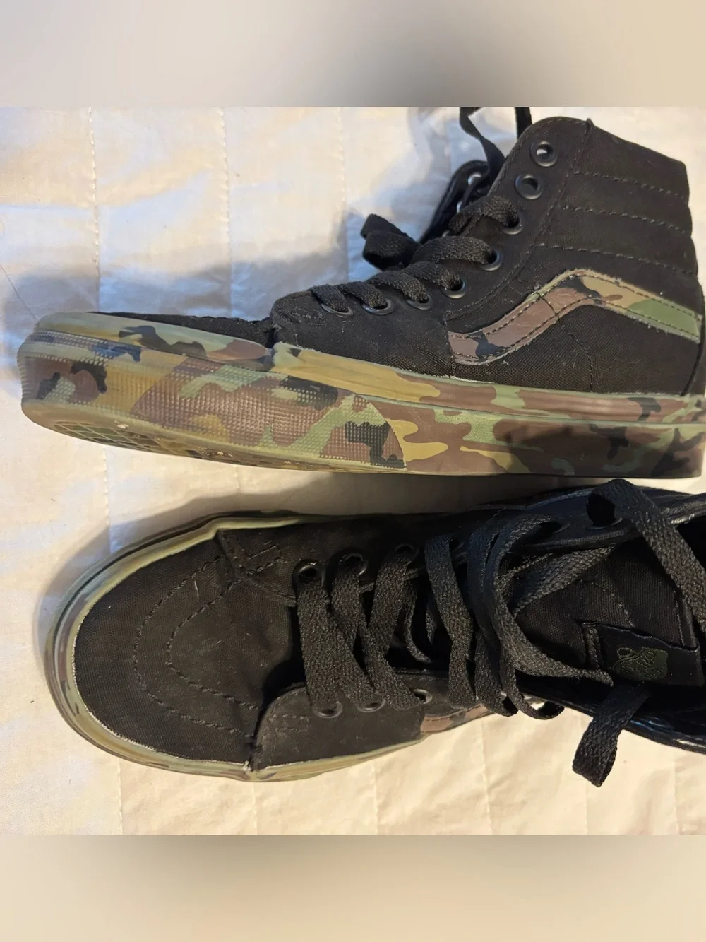 VANS CAMO OFF THE WALL high top boys‎ size 3.5 girls size 5  EUC!
